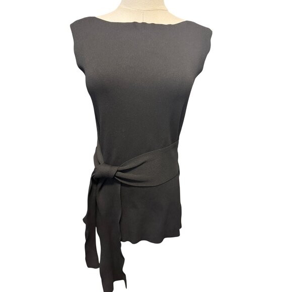2/$30 Zara Small Knit Black Sleeveless Tunic Waist Tie - Picture 1 of 13